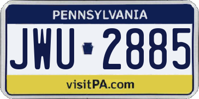 PA license plate JWU2885