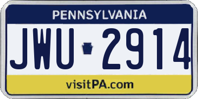 PA license plate JWU2914