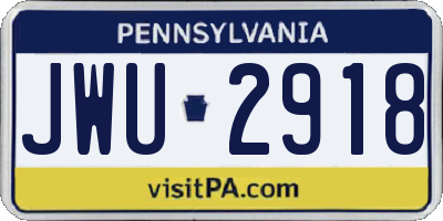 PA license plate JWU2918