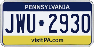 PA license plate JWU2930