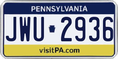 PA license plate JWU2936