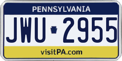 PA license plate JWU2955
