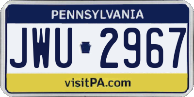 PA license plate JWU2967