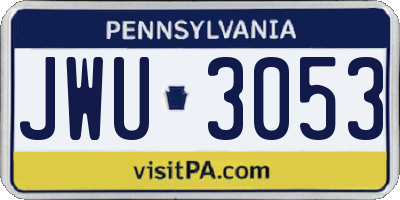 PA license plate JWU3053