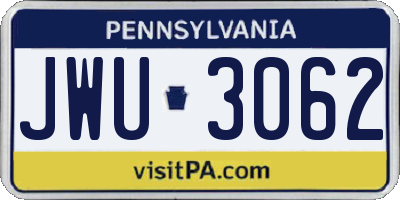 PA license plate JWU3062