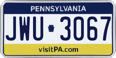 PA license plate JWU3067