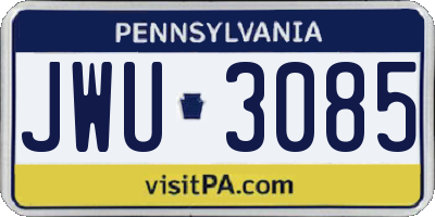PA license plate JWU3085