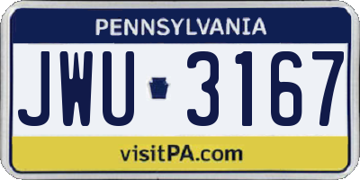 PA license plate JWU3167