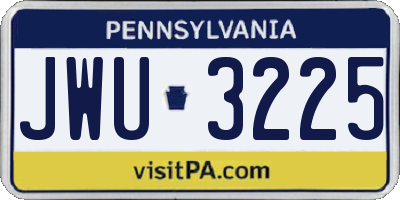 PA license plate JWU3225