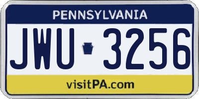 PA license plate JWU3256
