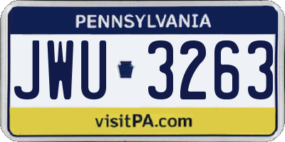 PA license plate JWU3263