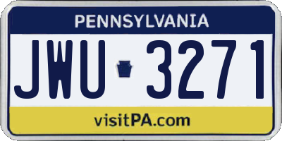 PA license plate JWU3271