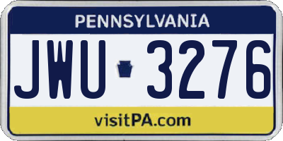 PA license plate JWU3276