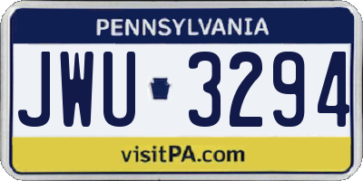 PA license plate JWU3294