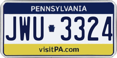 PA license plate JWU3324