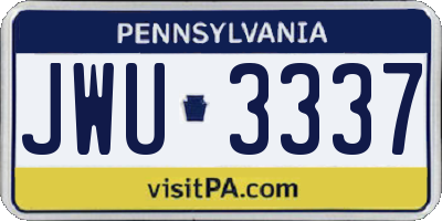 PA license plate JWU3337