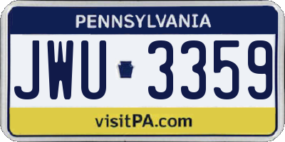 PA license plate JWU3359