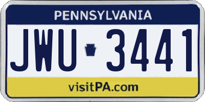PA license plate JWU3441