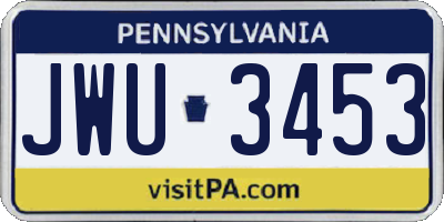 PA license plate JWU3453