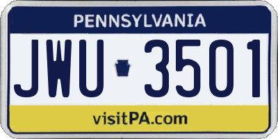 PA license plate JWU3501