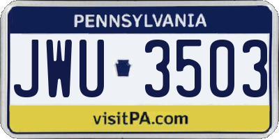 PA license plate JWU3503