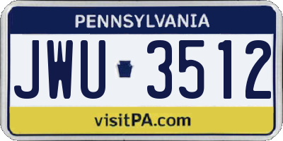 PA license plate JWU3512