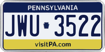 PA license plate JWU3522