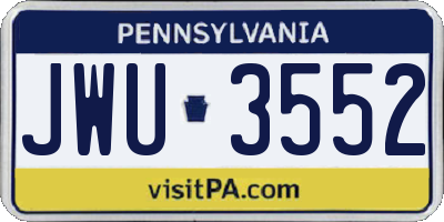 PA license plate JWU3552
