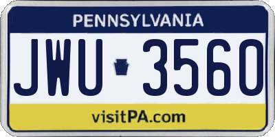 PA license plate JWU3560