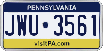 PA license plate JWU3561