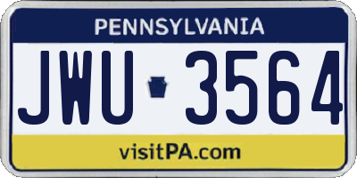 PA license plate JWU3564
