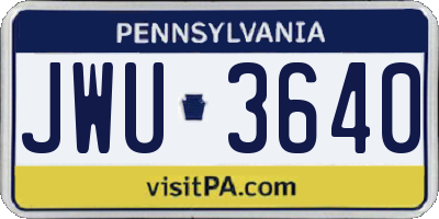 PA license plate JWU3640
