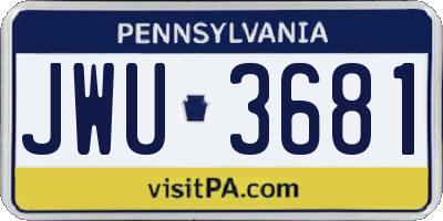 PA license plate JWU3681