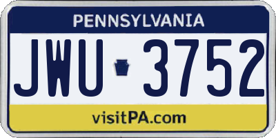 PA license plate JWU3752