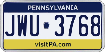 PA license plate JWU3768