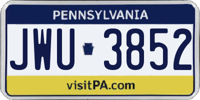 PA license plate JWU3852