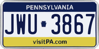 PA license plate JWU3867