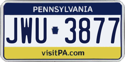 PA license plate JWU3877
