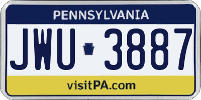 PA license plate JWU3887