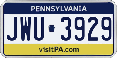 PA license plate JWU3929