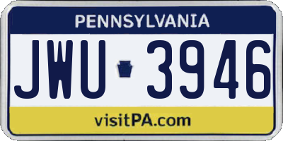 PA license plate JWU3946