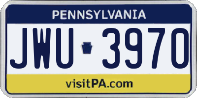 PA license plate JWU3970