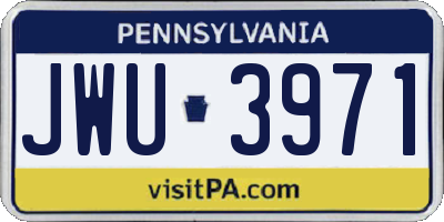 PA license plate JWU3971