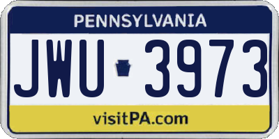 PA license plate JWU3973