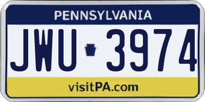 PA license plate JWU3974