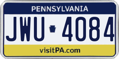 PA license plate JWU4084