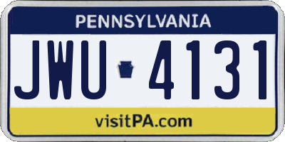 PA license plate JWU4131
