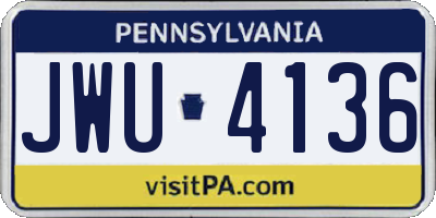 PA license plate JWU4136
