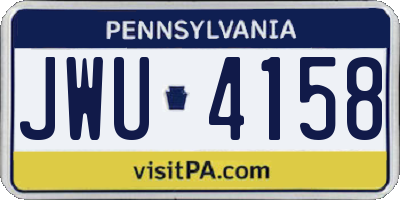 PA license plate JWU4158