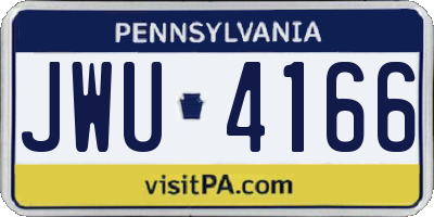 PA license plate JWU4166